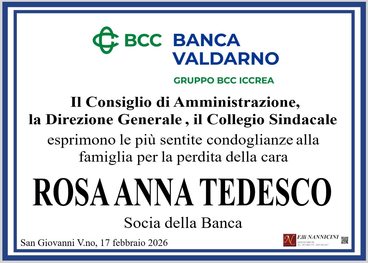BCC partecipazione lutto Tedesco Rosa Anna