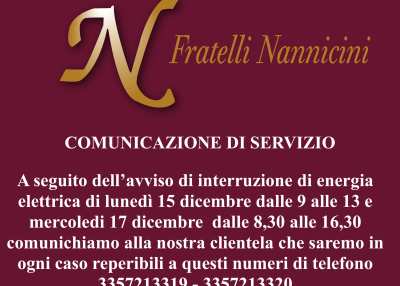 COMUNICAZIONE DI SERVIZIO